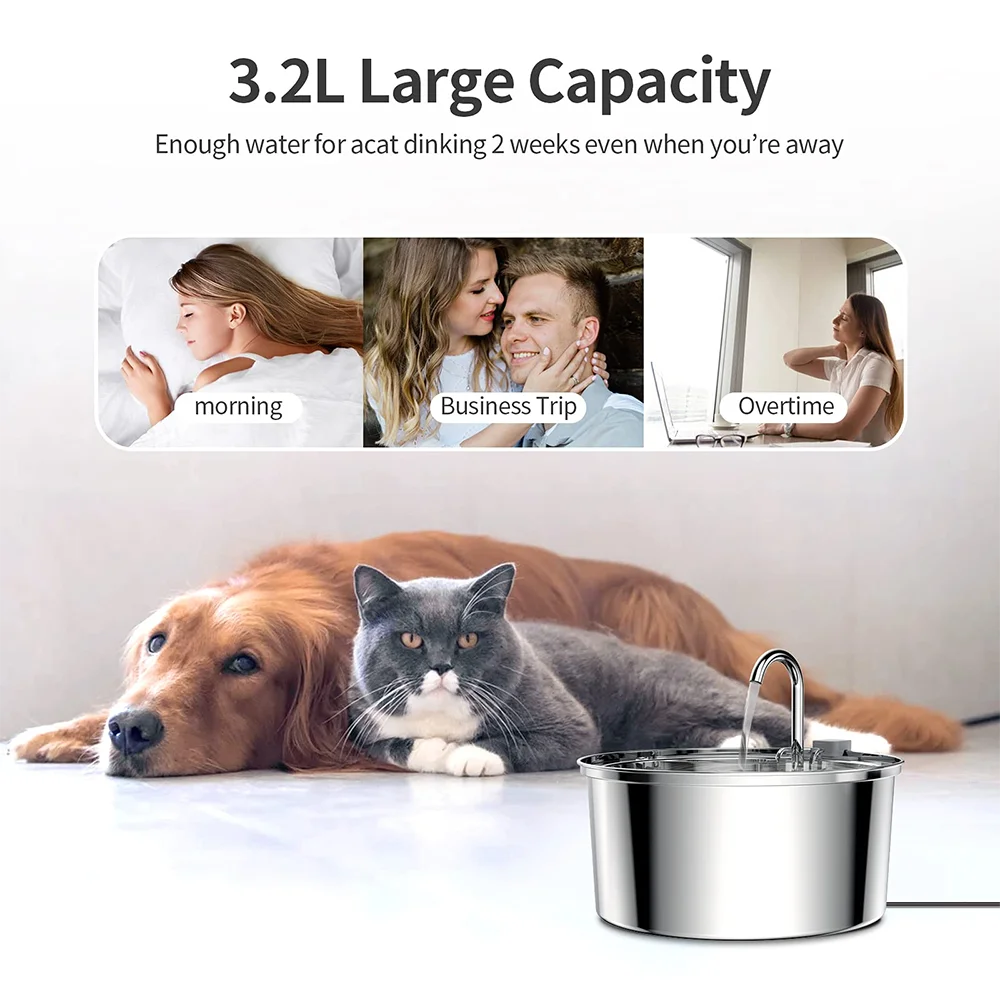 Fontaine à eau 7L en inox – Grands chiens & foyers multi-animaux
