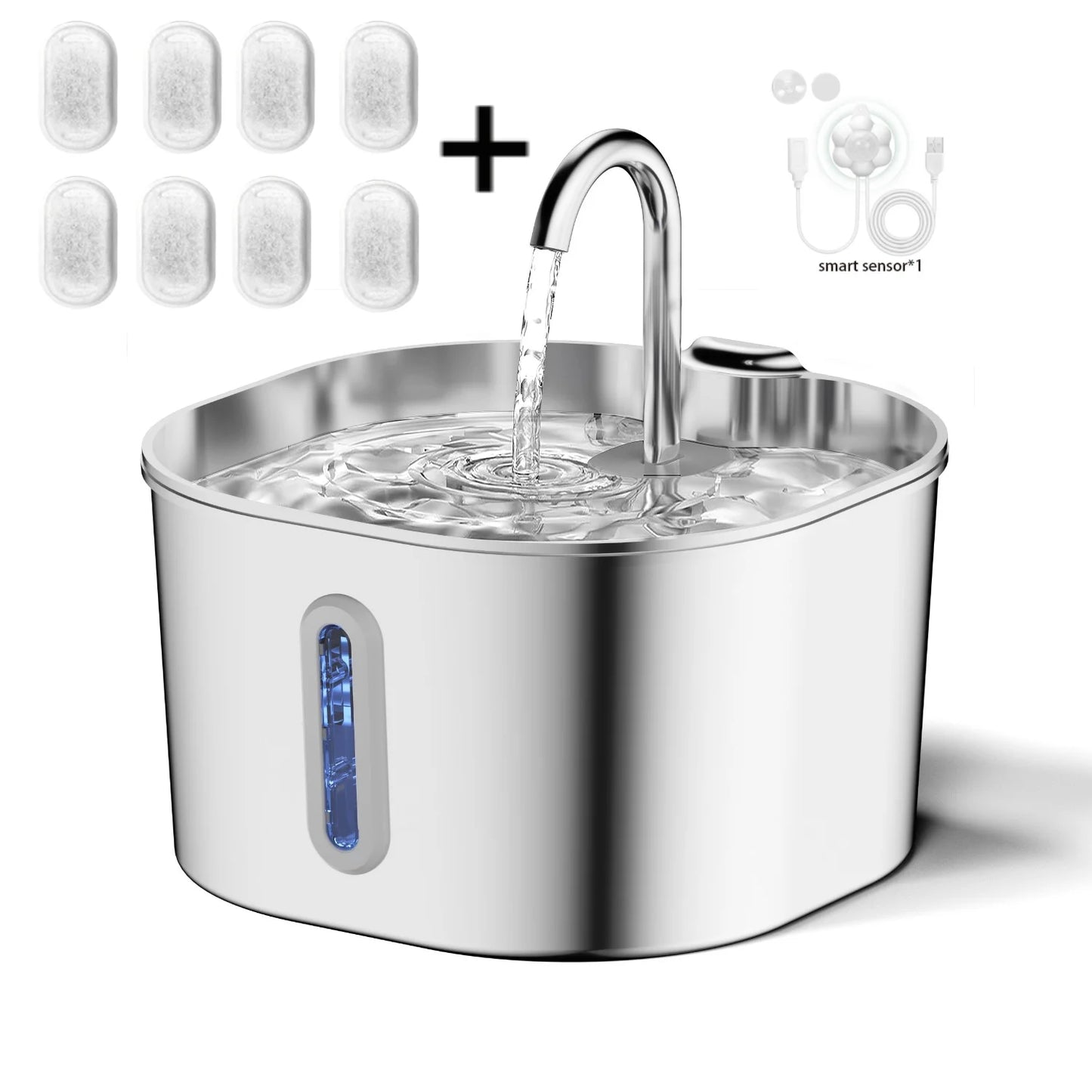 Fontaine à eau 2,2L en inox pour chat & chien – Ultra-silencieuse avec filtre