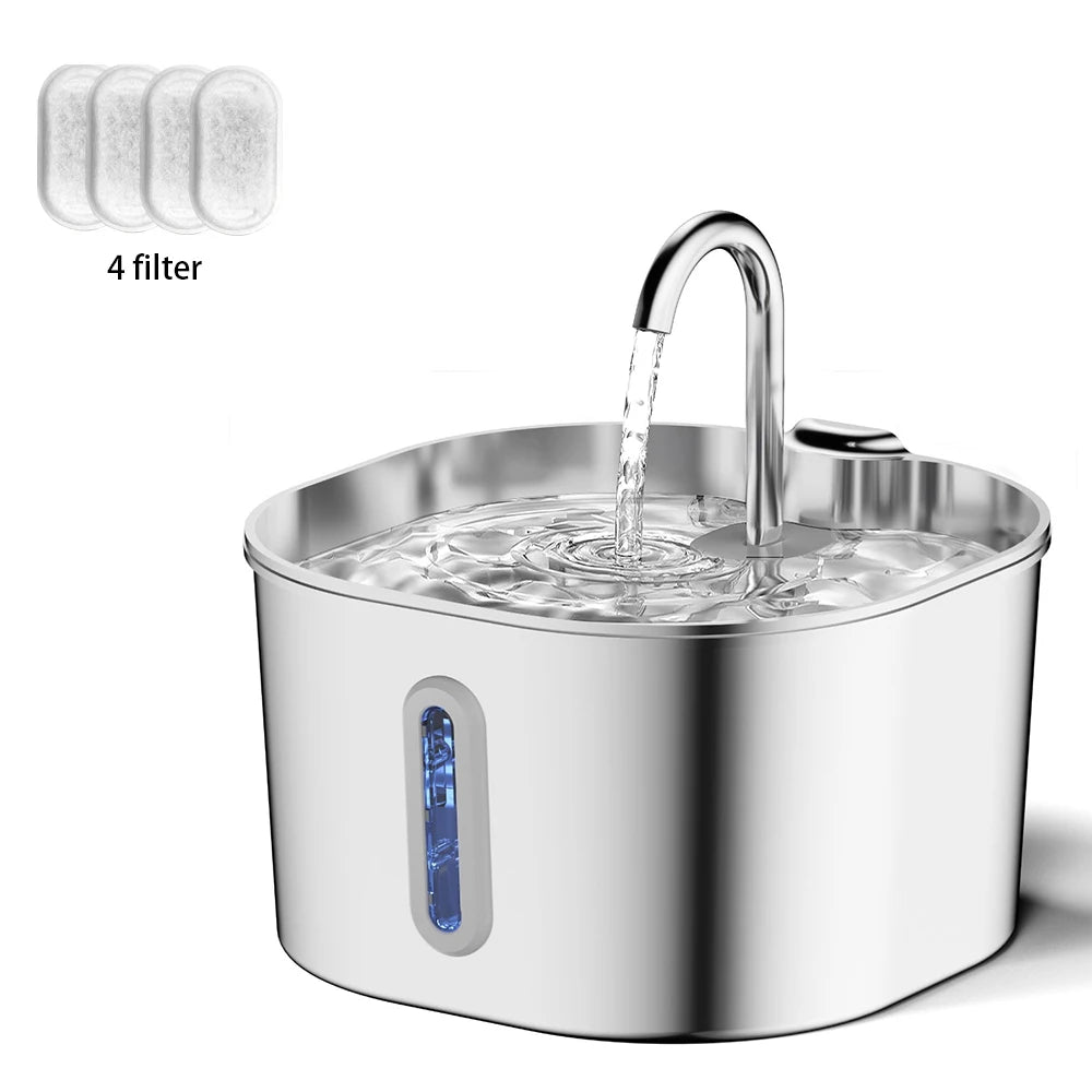 Fontaine à eau 2,2L en inox pour chat & chien – Ultra-silencieuse avec filtre